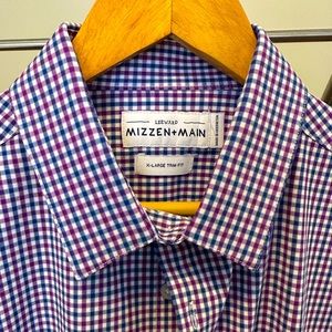 Mizzen & Main Dress shirt. XL Trim fit. Purple shades. Excellent condition!!